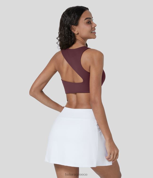 softlyzero βελούδινο ασύμμετρο αθλητικό σουτιέν γιόγκα με χαμηλή στήριξη γυναίκες Halara 4TH821606 ενεργά ρούχα κόκκινο μαόνι