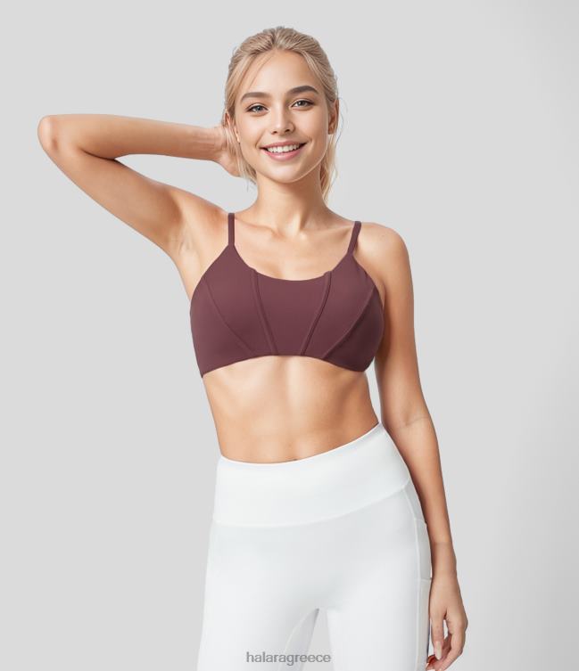Αθλητικό σουτιέν γιόγκα με ρυθμιζόμενο λουράκι softlyzero χαμηλής στήριξης γυναίκες Halara 4TH821622 ενεργά ρούχα κόκκινο μαόνι