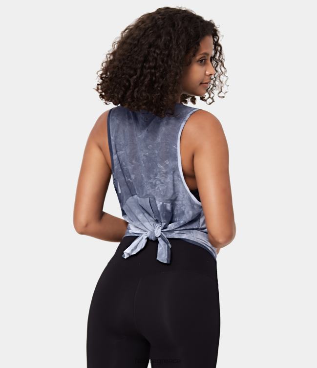 διάφανη αμάνικη σπαστή γραβάτα στην πλάτη-χωρίς αθλητικό σουτιέν γυναίκες Halara 4TH821703 ενεργά ρούχα μπλε σχιστόλιθος