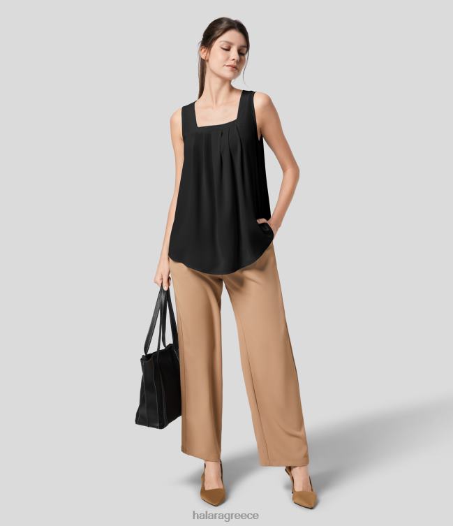 τετράγωνη λαιμόκοψη μπλούζα εργασίας δεξαμενή γυναίκες Halara 4TH821718 ενεργά ρούχα μαύρος