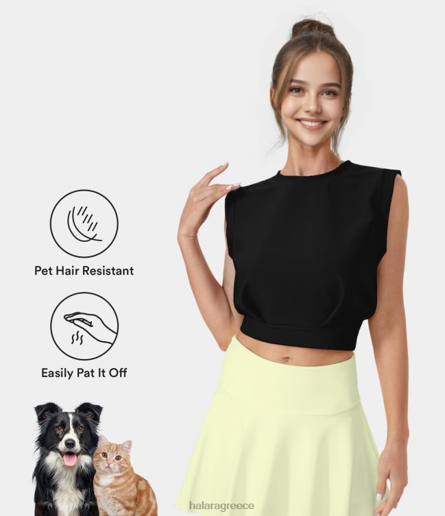 Patitoff flow ανθεκτικό τρίχωμα κατοικίδιου λαιμόκοψη αμάνικο cropped φανελάκι γιόγκα γυναίκες Halara 4TH821673 ενεργά ρούχα μαύρος