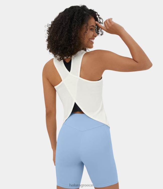 κομμένο ασύμμετρο στρίφωμα καθαρό casual φανελάκι γυναίκες Halara 4TH821777 ενεργά ρούχα άσπρο