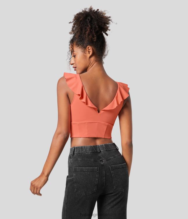 softlyzero airy v λαιμόκοψη βολάν κορσέ backless cool touch cropped casual φανελάκι γυναίκες Halara 4TH821757 ενεργά ρούχα φρέσκος σολομός