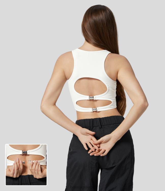 softlyzero βελούδινη πλάτη, κομμένη με αγκράφα, casual φανελάκι γυναίκες Halara 4TH821774 ενεργά ρούχα άσπρο