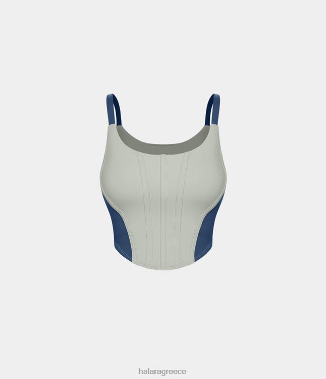 softlyzero βελούδινο φανελάκι προπόνησης σε σχήμα v με κομμένο στρίφωμα γυναίκες Halara 4TH821765 ενεργά ρούχα πρασινωπό γκρι