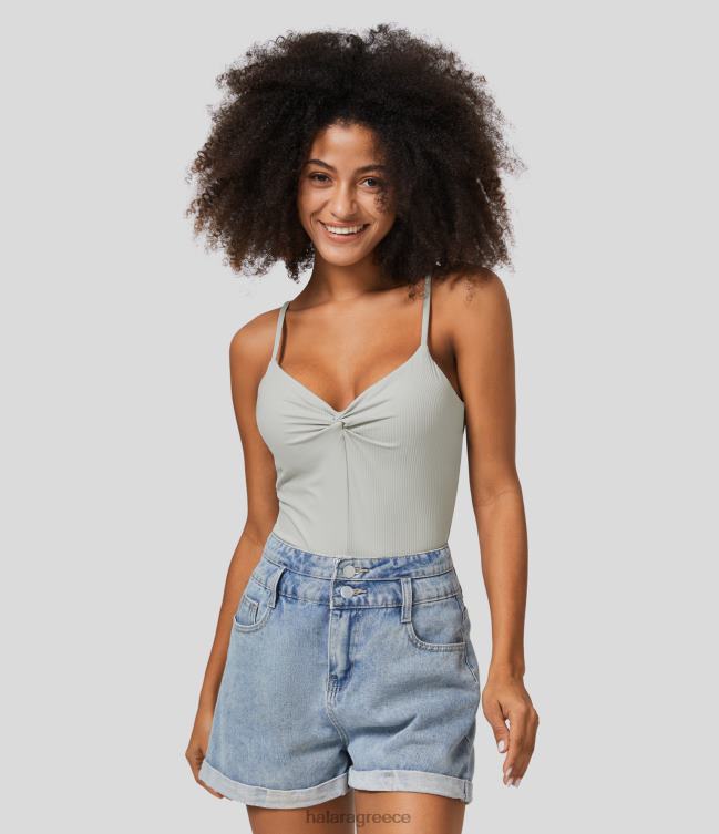 με ραβδώσεις v λαιμόκοψη στριφτό casual τοπ γυναίκες Halara 4TH821708 ενεργά ρούχα γλυκό μελίτωμα