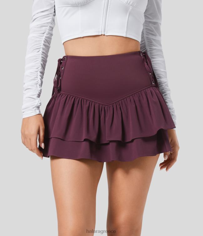 άνετο ψηλόμεσο κορδόνι με βολάν 2 σε 1 πλαϊνή τσέπη μικρο μίνι φούστα γιόγκα γρήγορου στεγνώματος γυναίκες Halara 4TH82566 ενεργά ρούχα αμάραντος