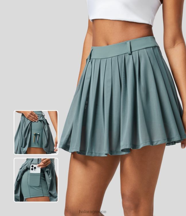 ψηλόμεση 2 σε 1 πλαϊνή τσέπη πτυχωτό δίχτυ αντίθεσης φούστα μίνι γκολφ-τσέπη για μπλουζάκι γκολφ γυναίκες Halara 4TH82593 ενεργά ρούχα είδος πολύτιμου λίθου