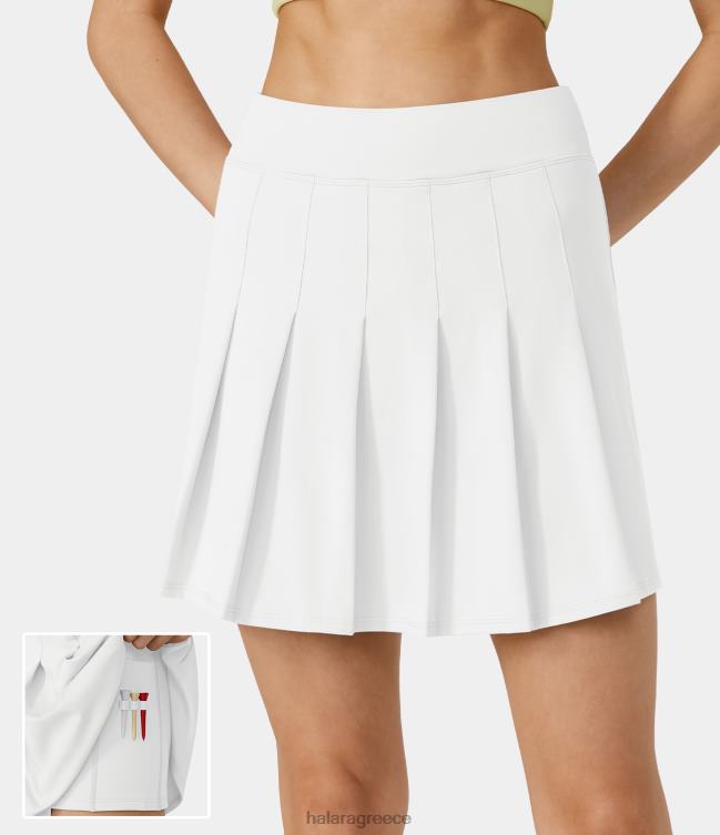 ψηλόμεση 2 σε 1 τσέπη μίνι πλισέ φούστα γκολφ-τσέπη για μπλουζάκι γκολφ γυναίκες Halara 4TH82673 ενεργά ρούχα άσπρο