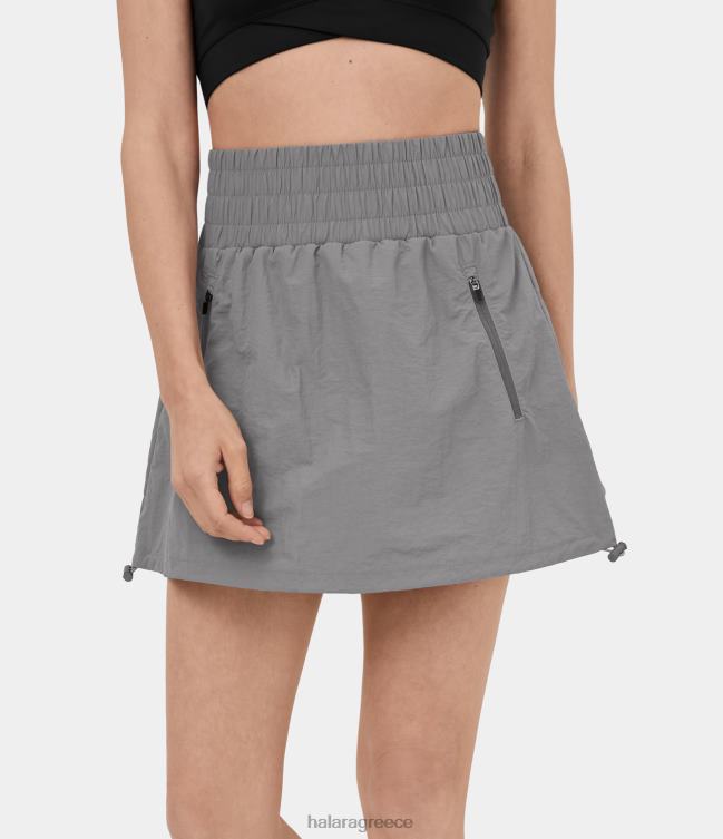 Ψηλόμεση τσέπη με φερμουάρ στο πλάι με κορδόνι περίσφιξης 2 σε 1 μίνι casual φούστα γυναίκες Halara 4TH82629 ενεργά ρούχα υγρός καιρός