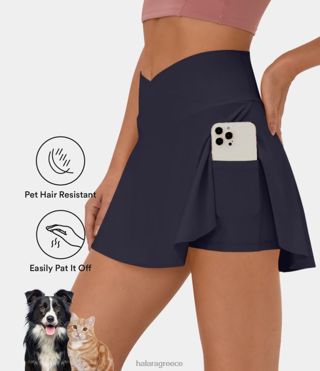 Patitoff flow ανθεκτική τρίχα κατοικίδιων ζώων crossover πλαϊνή τσέπη 2-σε-1 φούστα δραστηριότητας-διαφανής γυναίκες Halara 4TH82523 ενεργά ρούχα νύξη