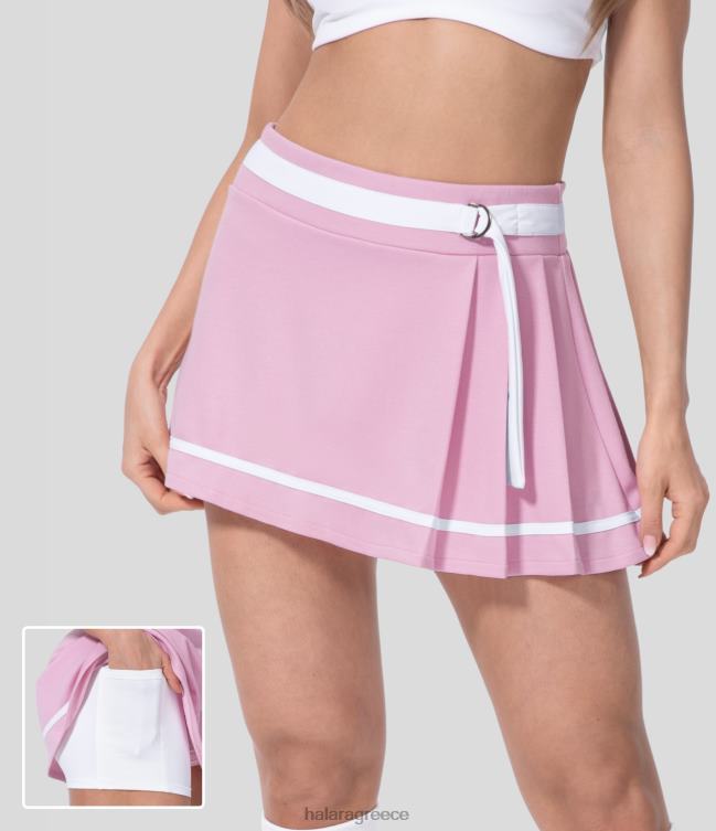 Μίνι casual βαμβακερή φούστα με πλισέ μεσαίο μπλοκ χρώματος 2 σε 1 πλαϊνή τσέπη σε γραμμή α γυναίκες Halara 4TH82616 ενεργά ρούχα γλυκό λιλά