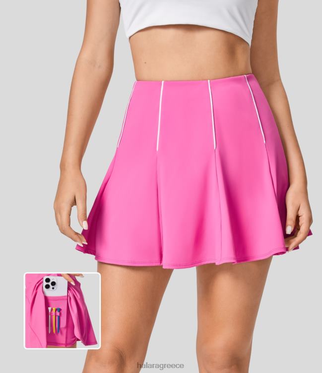 ψηλόμεσο colorblock πλαϊνή τσέπη 2 σε 1 μια γραμμή μίνι φούστα γκολφ γρήγορου στεγνώματος-τσέπη για μπλουζάκι γκολφ γυναίκες Halara 4TH82665 ενεργά ρούχα υπέροχο ροζ πούδρα