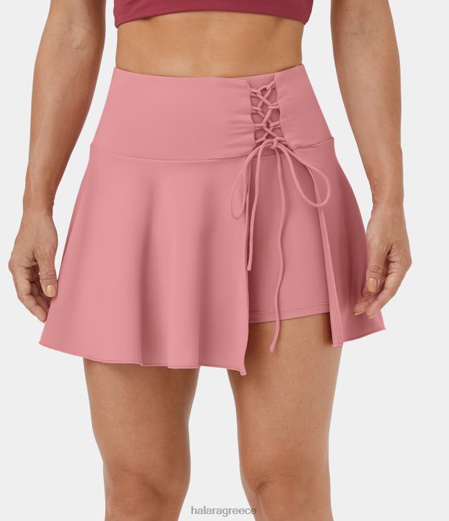 softlyzero αέρινη ψηλόμεση δαντέλα 2 σε 1 πλαϊνή τσέπη flare cool φούστα χορού γυναίκες Halara 4TH82647 ενεργά ρούχα ροζ ροζ