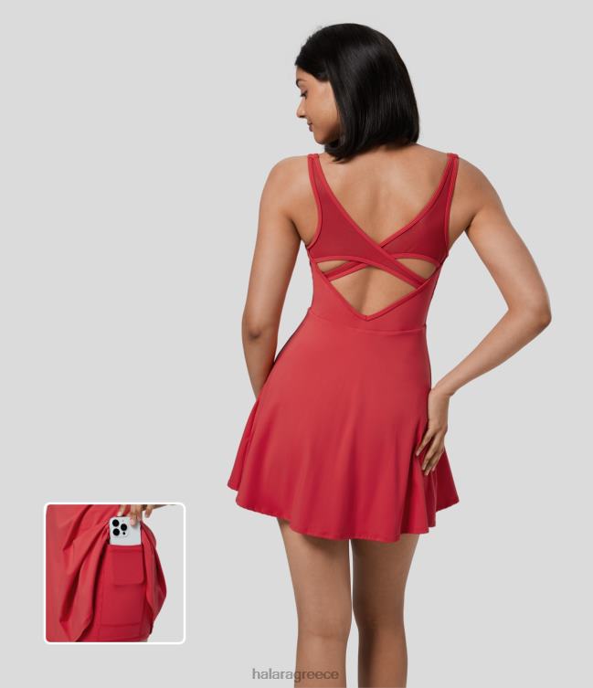 Μίνι χορευτικό φόρεμα με εξώπλατο πλέγμα 2 σε 1 τσέπη γυναίκες Halara 4TH82879 ενεργά ρούχα σάλσα