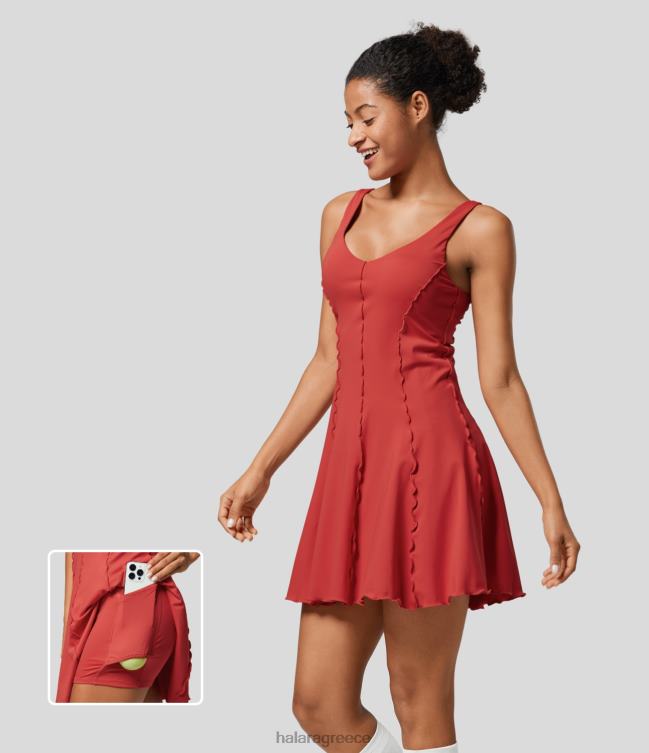 Μίνι ενεργό φόρεμα τένις χωρίς πλάτη 2 σε 1 τσέπη γρήγορο στέγνωμα γυναίκες Halara 4TH82927 ενεργά ρούχα γενναία παπαρούνα
