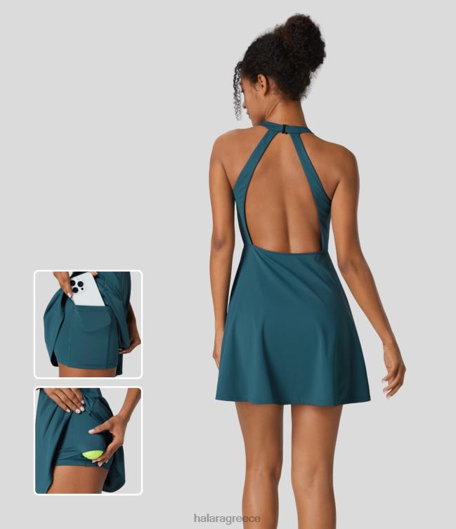 Μίνι ενεργό φόρεμα τένις χωρίς πλάτη 2 σε 1 τσέπη γρήγορο στέγνωμα γυναίκες Halara 4TH82966 ενεργά ρούχα λιβελούλα