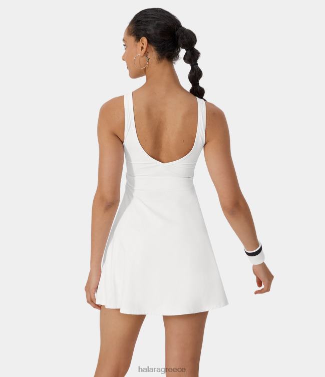 Μίνι ενεργό φόρεμα τσέπης 2 τεμαχίων εξώπλατο flare γυναίκες Halara 4TH82917 ενεργά ρούχα άσπρο