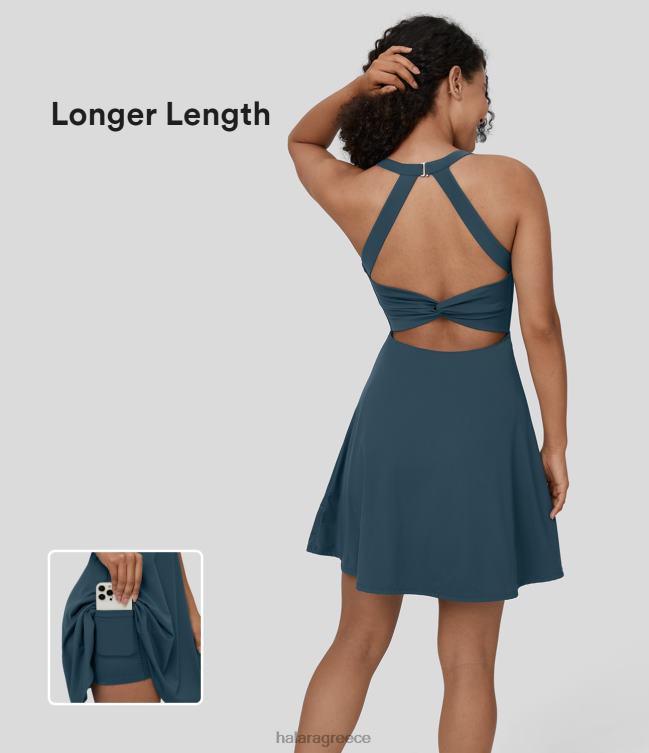 εξώπλατο στριφτό φωτοβολίδα μίνι χορός ενεργό φόρεμα-μεγαλύτερο μήκος γυναίκες Halara 4TH82769 ενεργά ρούχα μπλε μαγιόλικα