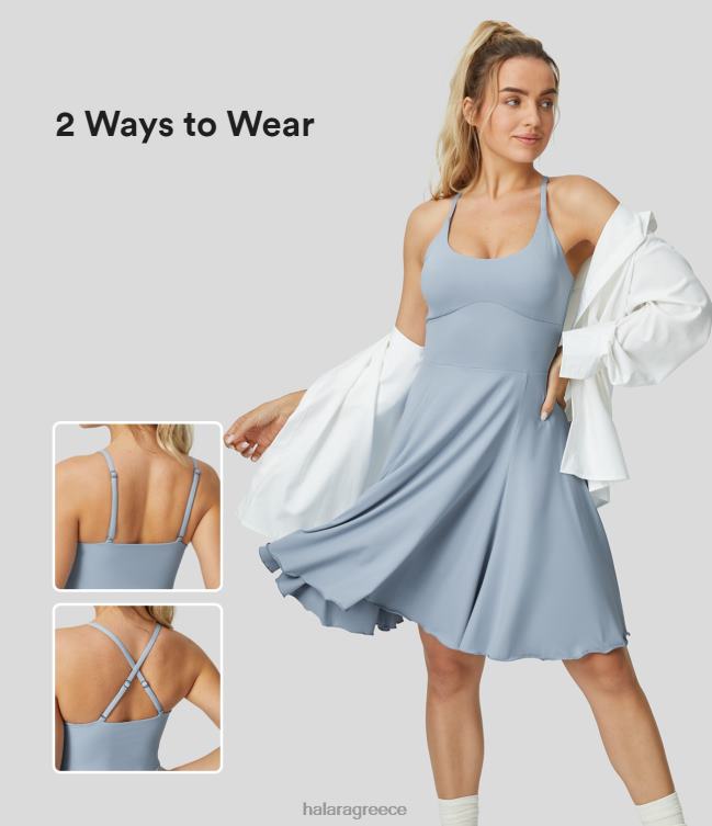εξώπλατο ρυθμιζόμενο & αφαιρούμενο λουράκι δροσερό φόρεμα χορού δροσερό γυναίκες Halara 4TH82861 ενεργά ρούχα μπλε ομίχλη
