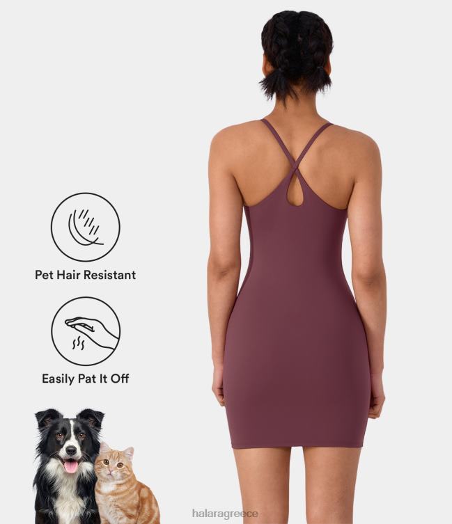 casual φόρεμα πατίτοφ ανθεκτικό στα μαλλιά κατοικίδιων ζώων γυναίκες Halara 4TH82794 ενεργά ρούχα κόκκινο μαόνι
