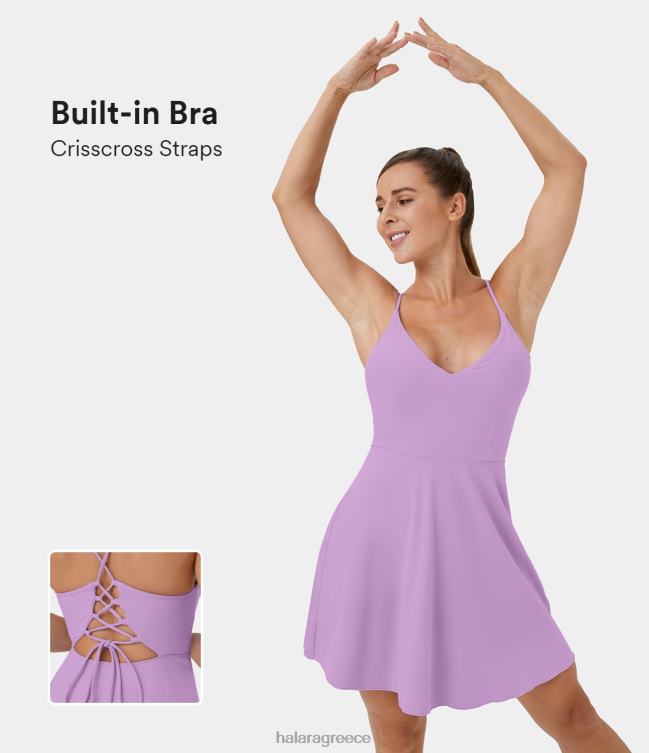 σταυρωτά κορδόνια μέχρι εξώπλατο μίνι flare slip χορευτικό ενεργό φόρεμα γυναίκες Halara 4TH82871 ενεργά ρούχα πρωτότυπο