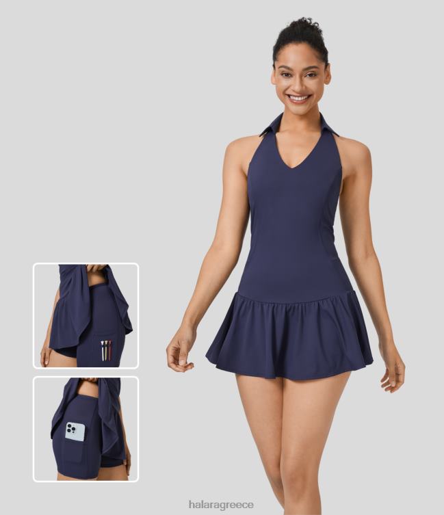 halter εξώπλατο βολάν στρίφωμα τσέπη 2 τεμαχίων micro quick dry golf ενεργό φόρεμα-τσέπη για μπλουζάκι γκολφ γυναίκες Halara 4TH82907 ενεργά ρούχα αυγή μωβ