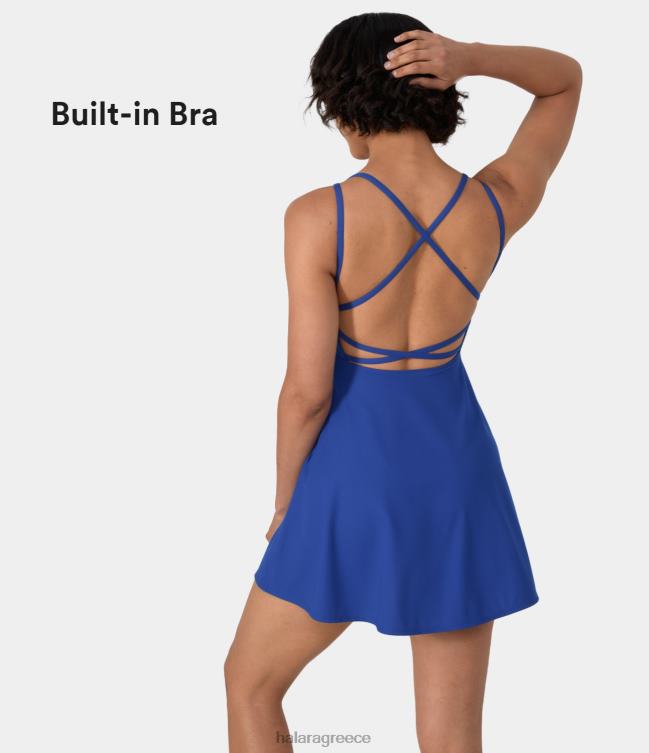 σταυρωτό εξώπλατο φλόγα mini slip χορευτικό ενεργό φόρεμα γυναίκες Halara 4TH82786 ενεργά ρούχα μπλε του αστέρα