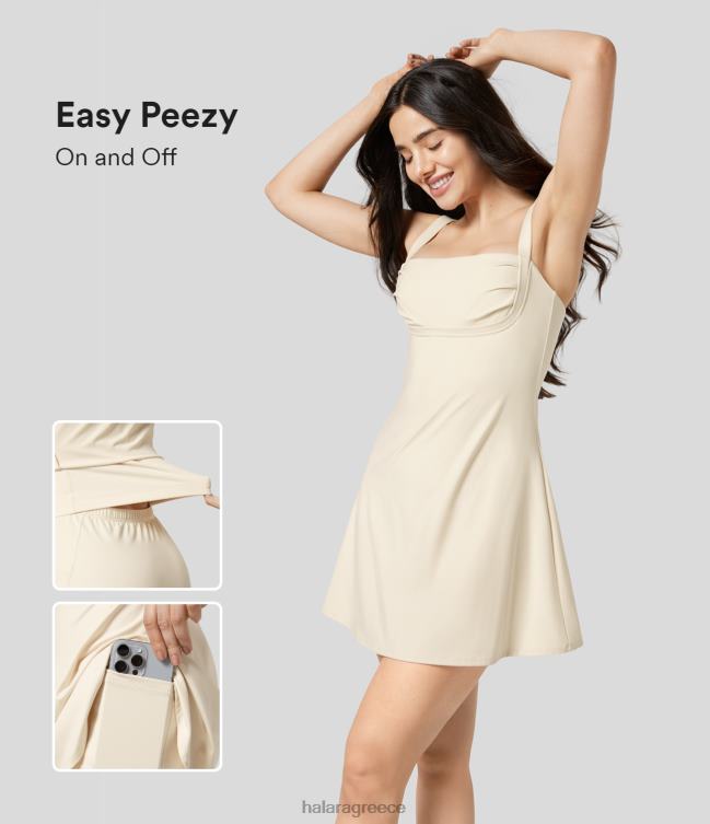 softlyzero βελούδινη εξώπλατη 2-σε-1 τσέπη flare μίνι γιόγκα ενεργό φόρεμα-easy peezy έκδοση γυναίκες Halara 4TH82813 ενεργά ρούχα μοναχικό αστέρι