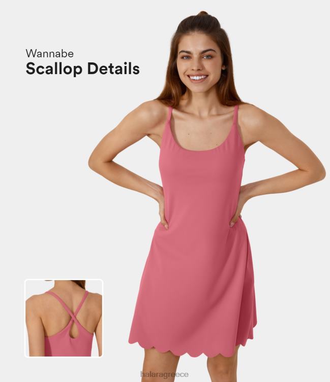 softlyzero βελούδινο εξώπλατο σταυρωτό χτένιο στρίφωμα 2-σε-1 flare slip yoga active φόρεμα γυναίκες Halara 4TH82941 ενεργά ρούχα begonia rouge