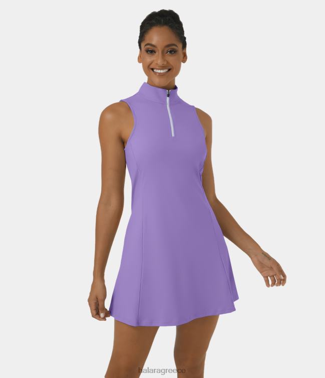 softlyzero αέρινο φερμουάρ γιακάς με φερμουάρ 2 τεμαχίων τσέπη δροσερό μίνι γκολφ ενεργό φόρεμα γυναίκες Halara 4TH82884 ενεργά ρούχα λουλούδι ίριδας μωβ