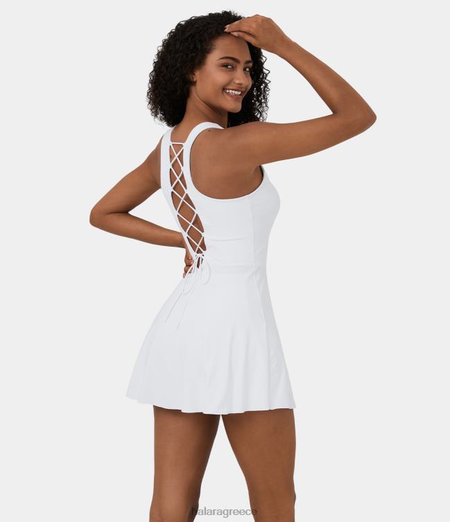 softlyzero αέρινη εξώπλατη δαντέλα 2 τεμαχίων με τσέπη mini flare δροσερό φόρεμα για πατινάζ γυναίκες Halara 4TH82888 ενεργά ρούχα άσπρο