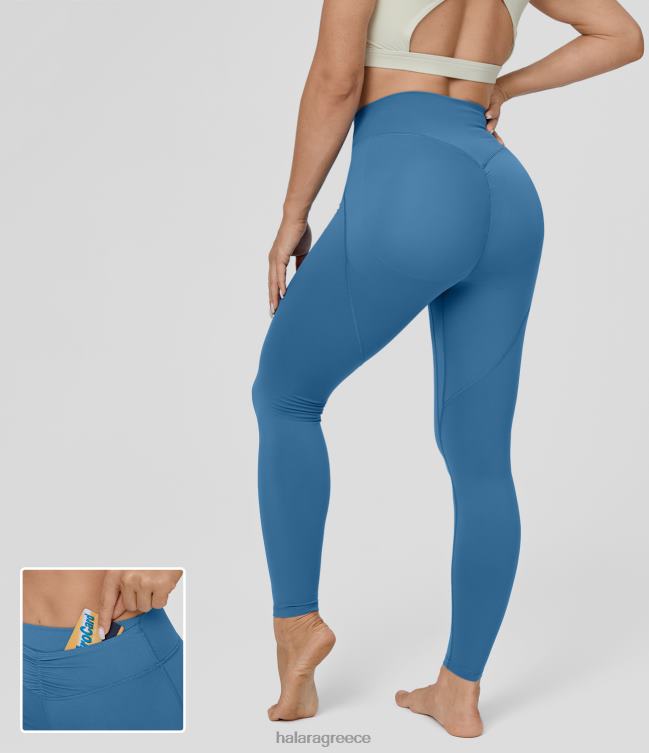 ψηλόμεση μπροστινή τσέπη κολάν 7/8 κολάν ανύψωσης γλουτών γυναίκες Halara 4TH821531 ενεργά ρούχα βαλάρτα μπλε