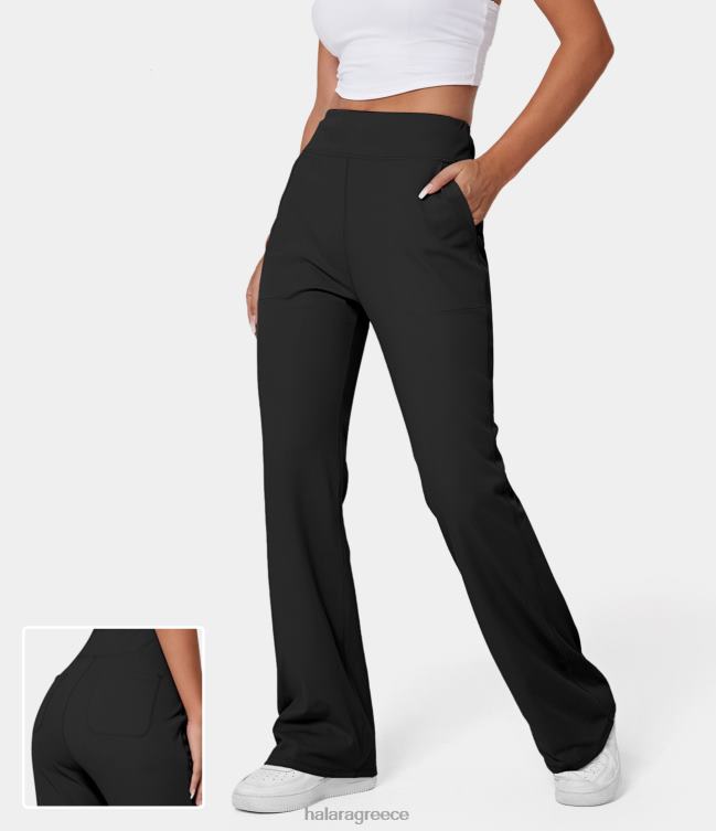 μονόχρωμο κολάν με ψηλή μέση πλαϊνή τσέπη γυναίκες Halara 4TH82298 ενεργά ρούχα μαύρος