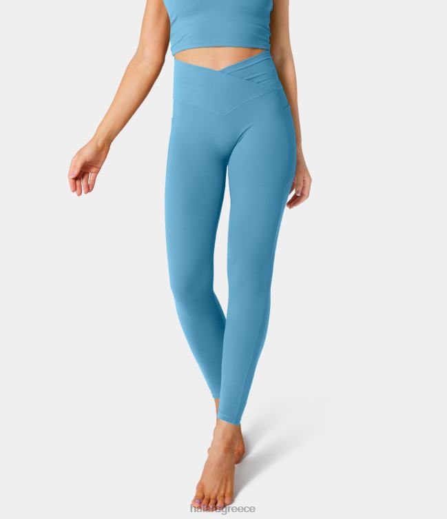 Patitoff μονόχρωμο κολάν crossover ανθεκτικό στα μαλλιά κατοικίδιων ζώων γυναίκες Halara 4TH821497 ενεργά ρούχα ανοιχτό γαλάζιο