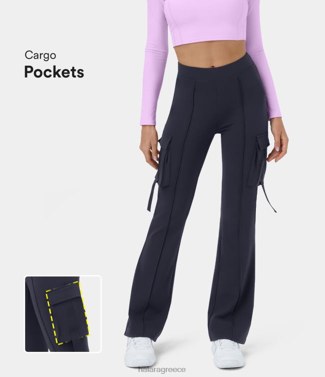 ψηλόμεσο πλαϊνό κολάν εργασίας με τσέπη cargo flare γυναίκες Halara 4TH82244 ενεργά ρούχα μεσάνυχτα μπλε