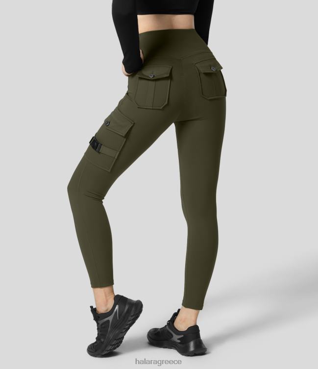 ψηλόμεσο cargo pocket κολάν γιόγκα 7/8 γυναίκες Halara 4TH82259 ενεργά ρούχα δασική νύχτα