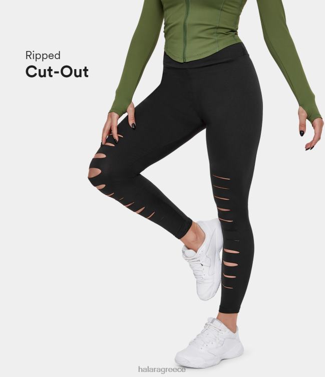 ψηλόμεσο ριχτό μασίφ casual κολάν γυναίκες Halara 4TH821500 ενεργά ρούχα μαύρος