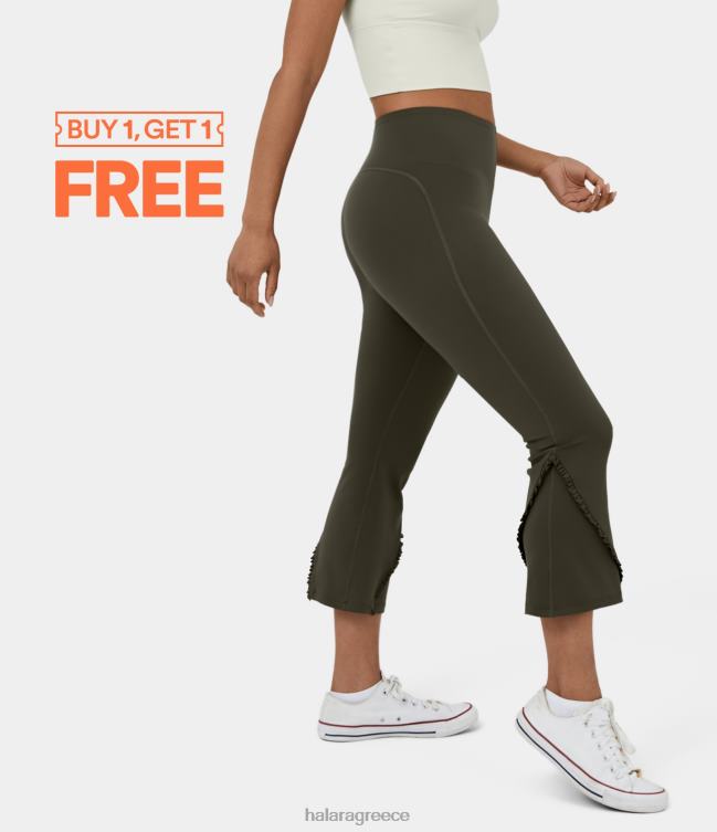 ψηλόμεσο κολάν ελέγχου κοιλιάς frill ελαφρύ flare capri casual κολάν γυναίκες Halara 4TH82295 ενεργά ρούχα δασική νύχτα