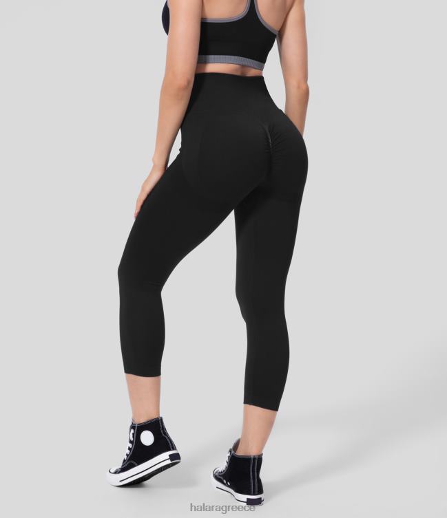 απρόσκοπτη ροή ψηλόμεσο πισινό που σηκώνει ruched κολάν κάπρι γιόγκα γυναίκες Halara 4TH821456 ενεργά ρούχα μαύρος