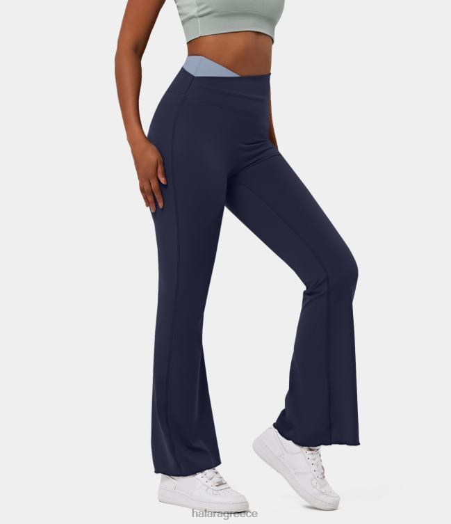 softlyzero βελούδινο ψηλόμεσο κολάν γιόγκα crossover flare γυναίκες Halara 4TH82363 ενεργά ρούχα παγώνι