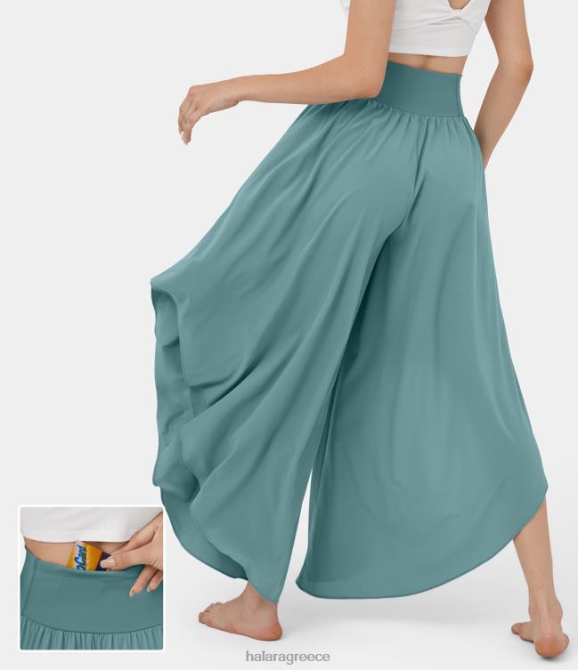 άνετο ψηλόμεσο πίσω παντελόνι χορού γυναίκες Halara 4TH82128 ενεργά ρούχα ορυκτό μπλε