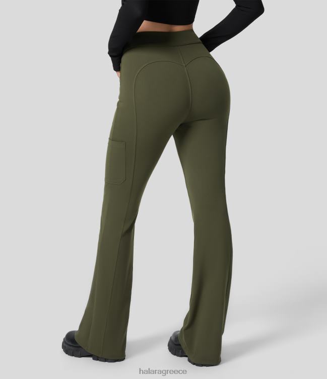 Παντελόνι με ψηλόμεσο κουμπί με πολλαπλές τσέπες γυναίκες Halara 4TH82266 ενεργά ρούχα δασική νύχτα