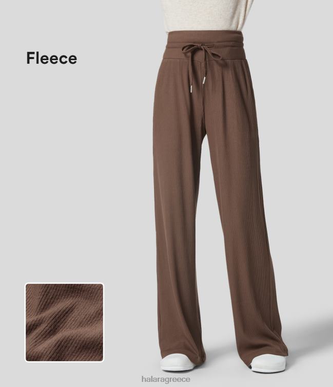 ριμπ πλεκτή ψηλόμεση τσέπη στο πλάι με ίσιο φλις φλις παντελόνι γυναίκες Halara 4TH82457 ενεργά ρούχα δρόμος με πέτρες