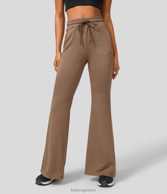 Παντελόνι γιόγκα flare με ψηλόμεσο κορδόνι στο πλάι γυναίκες Halara 4TH82387 ενεργά ρούχα ακατέργαστο umber