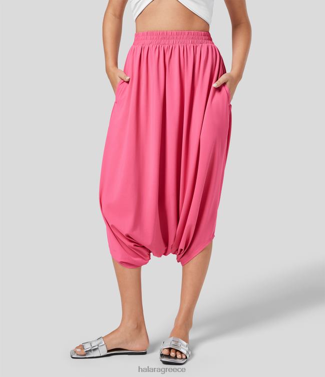 Παντελόνι κάπρι resort με ψηλόμεση πλαϊνή τσέπη drop crotch γυναίκες Halara 4TH82477 ενεργά ρούχα τριαντάφυλλο καμέλιας