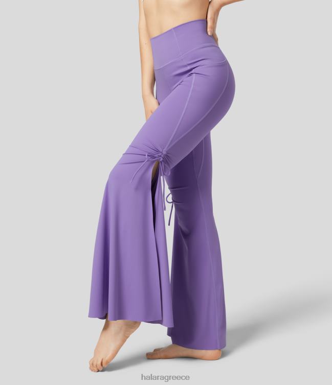 softlyzero αέρινο ψηλόμεσο παντελόνι γιόγκα με κορδόνι περίσφιξης σπαστό γυναίκες Halara 4TH82343 ενεργά ρούχα λουλούδι ίριδας μωβ