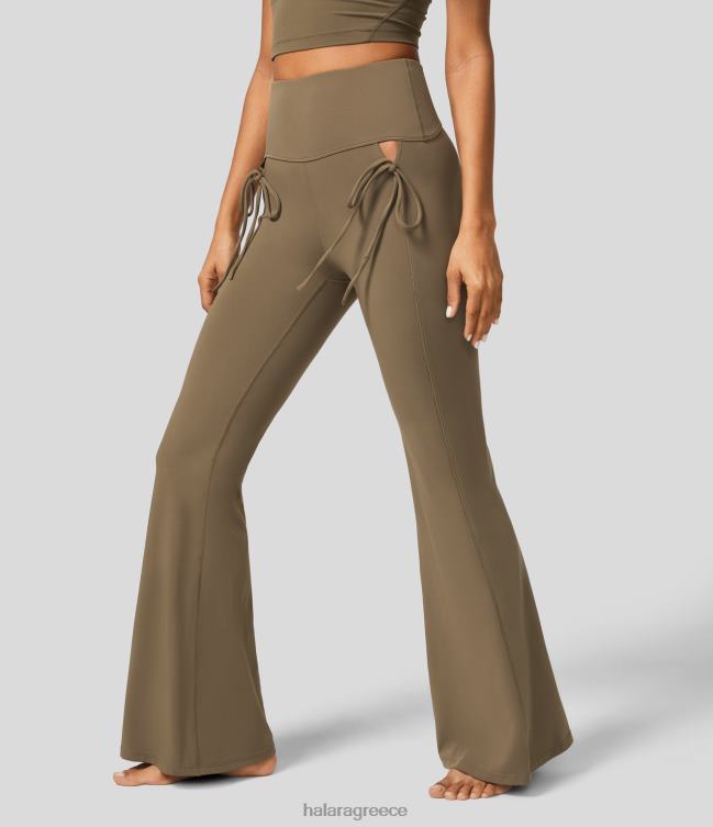 softlyzero ψηλόμεση κομμένη γραβάτα μπροστά στενό παντελόνι γιόγκα γυναίκες Halara 4TH82345 ενεργά ρούχα καστανο καφέ