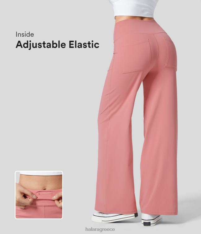 softlyzero eco ψηλόμεσο εσωτερικά ρυθμιζόμενο ίσιο παντελόνι γιόγκα με ελαστική πίσω τσέπη γυναίκες Halara 4TH82476 ενεργά ρούχα καραμέλα ροζ