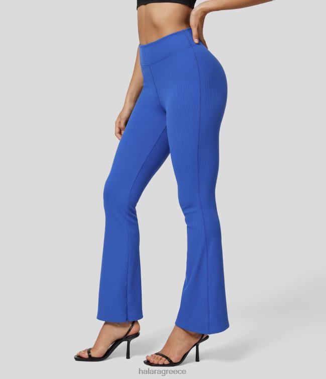 softlyzero με ραβδώσεις μεσαίο παντελόνι με αόρατο στρίφωμα με φερμουάρ μασίφ εργασιακό flare παντελόνι γυναίκες Halara 4TH82297 ενεργά ρούχα κυανός κυανός